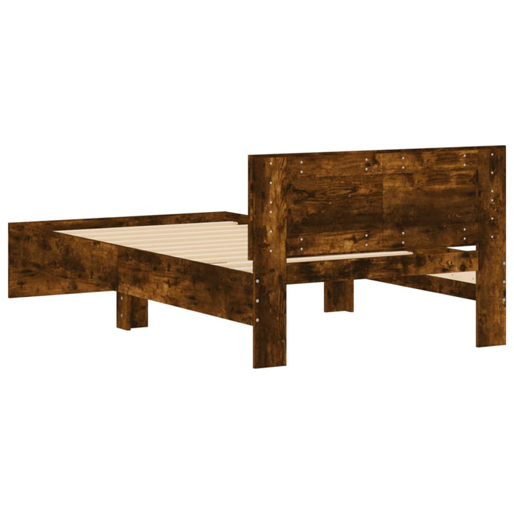 sengeramme med sengegavl 100x200 cm konstrueret træ røget eg