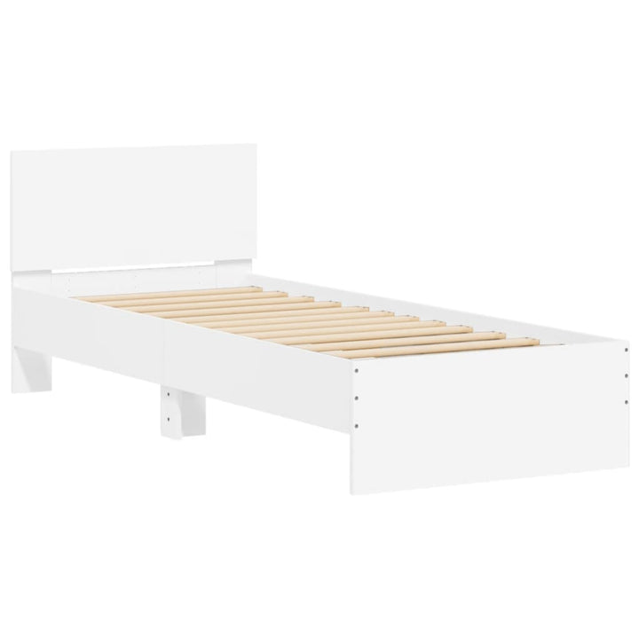 sengeramme med sengegavl 90x200 cm konstrueret træ hvid