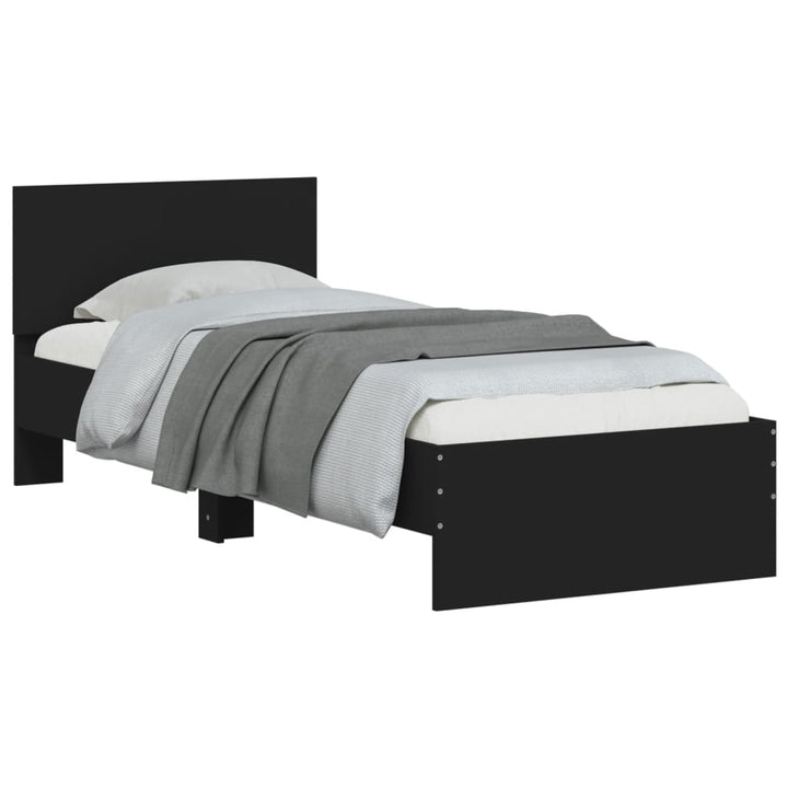 sengeramme med sengegavl 90x200 cm konstrueret træ sort