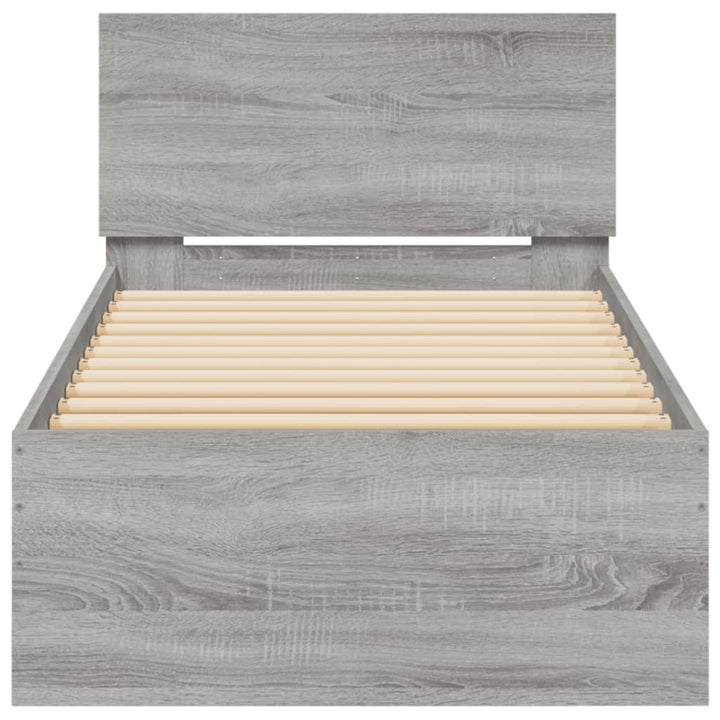 sengeramme med sengegavl 90x200 cm konstrueret træ grå sonoma