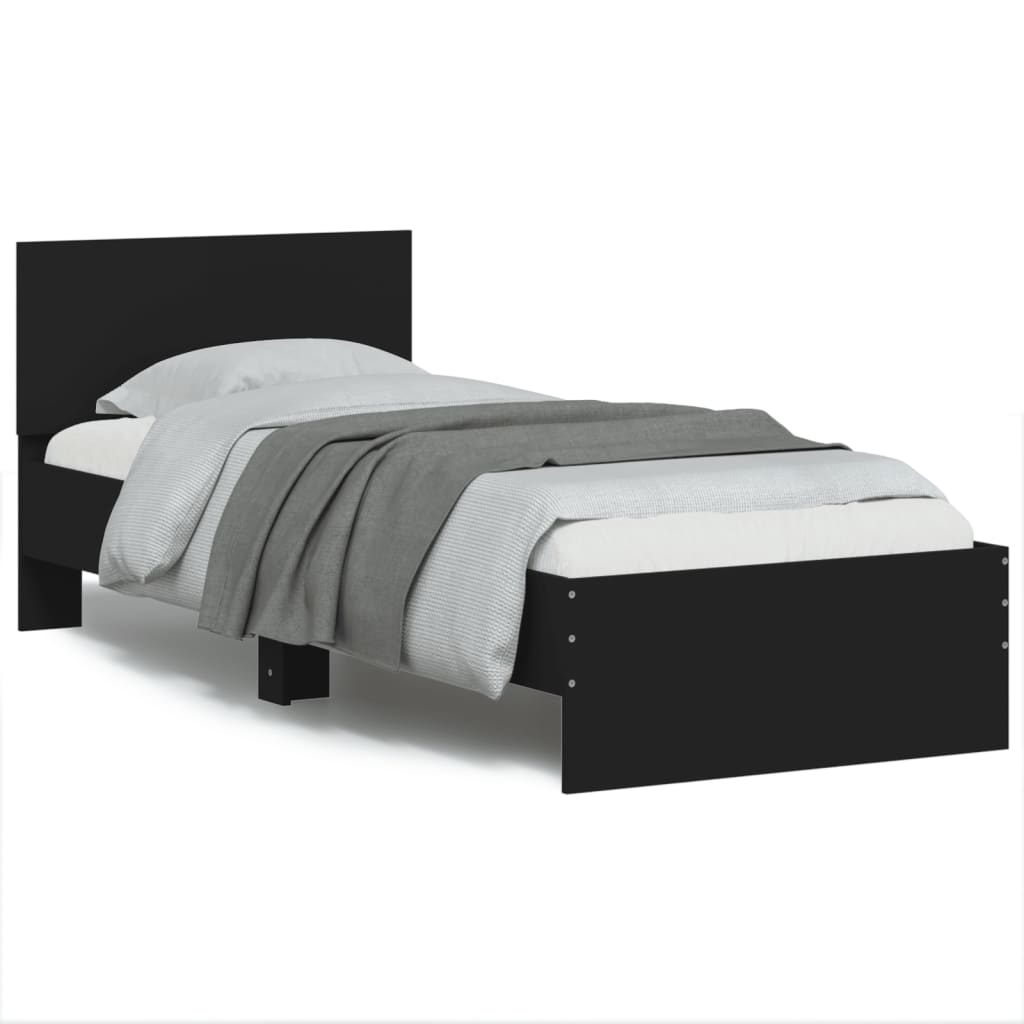 sengeramme med sengegavl 90x190 cm konstrueret træ sort