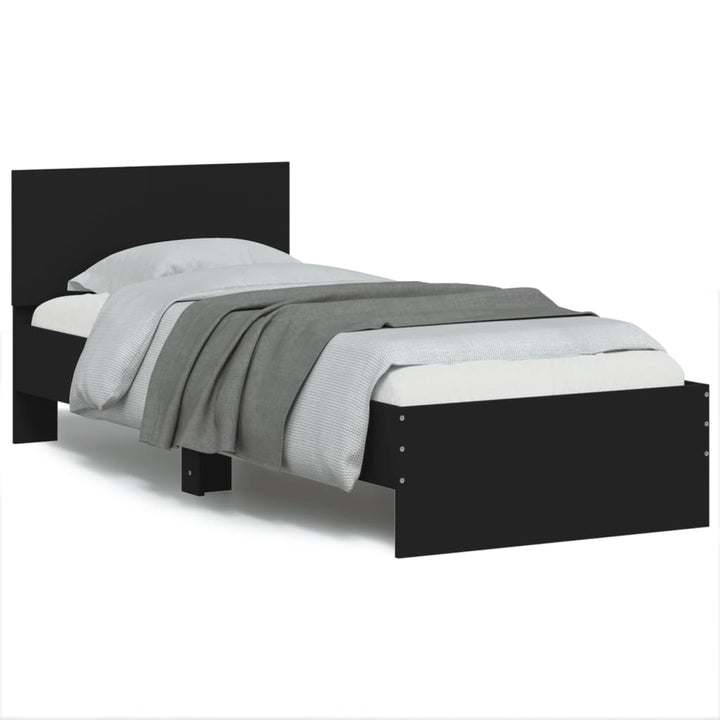 sengeramme med sengegavl 90x190 cm konstrueret træ sort