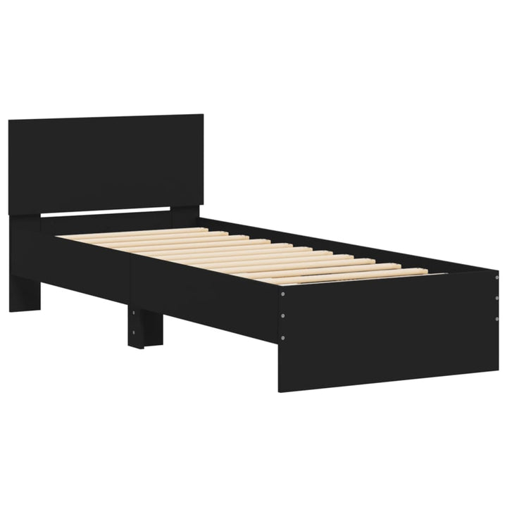sengeramme med sengegavl 90x190 cm konstrueret træ sort