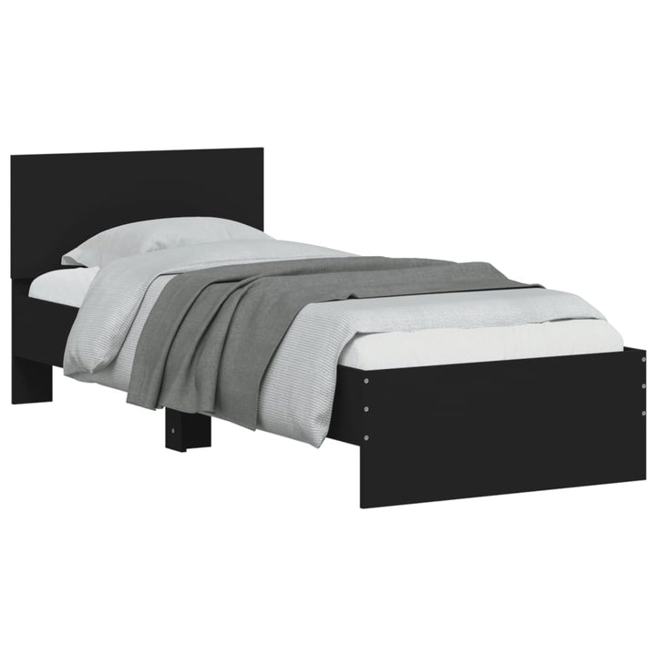 sengeramme med sengegavl 90x190 cm konstrueret træ sort