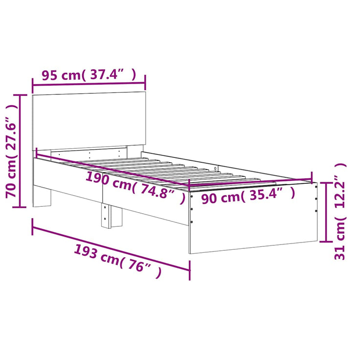 sengeramme m. sengegavl 90x190 cm uden madras sonoma-eg