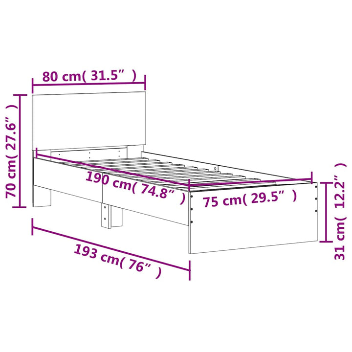 sengeramme m. sengegavl 75x190 cm uden madras sonoma-eg