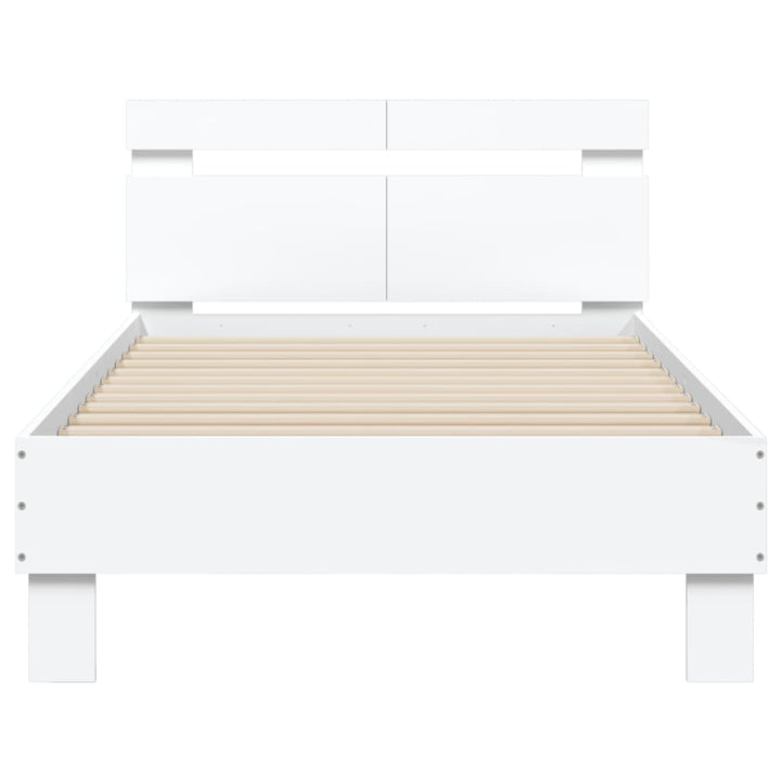 sengeramme med sengegavl og LED-lys 100x200 cm hvid