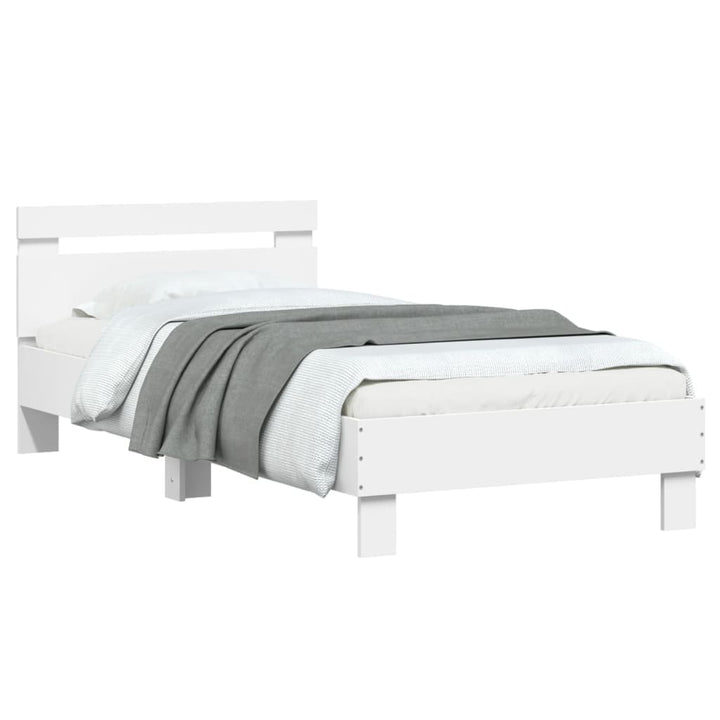 sengeramme med sengegavl og LED-lys 90x200 cm hvid