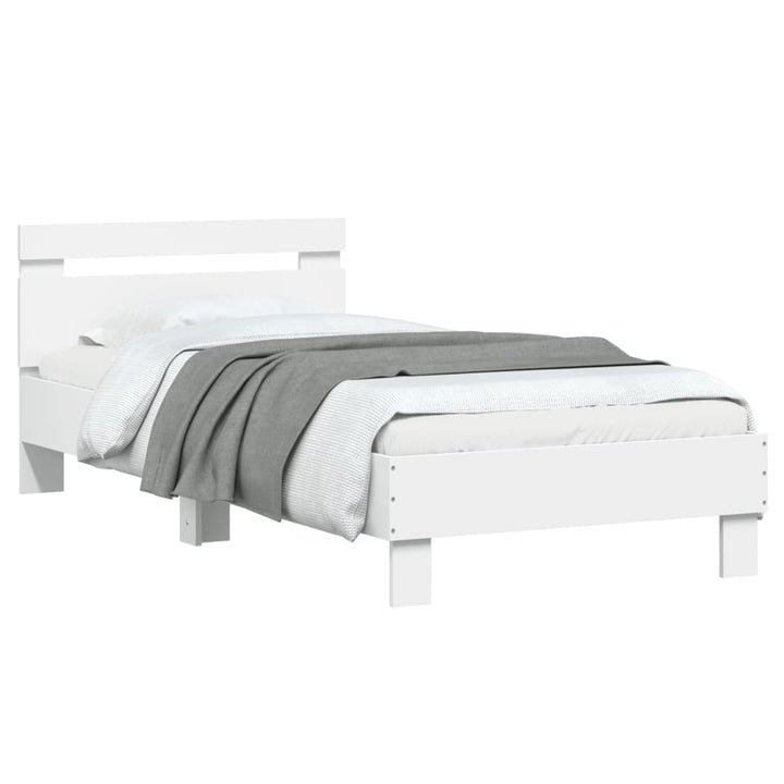 sengeramme med sengegavl og LED-lys 90x190 cm hvid
