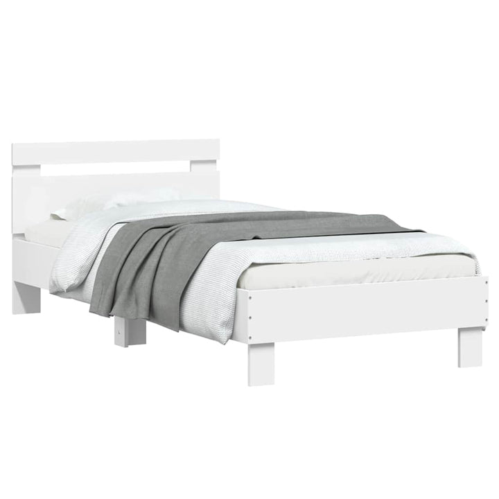 sengeramme med sengegavl og LED-lys 75x190 cm hvid