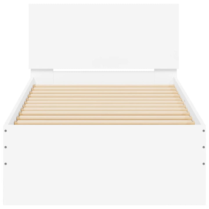 sengeramme med sengegavl og LED-lys 90x190 cm hvid