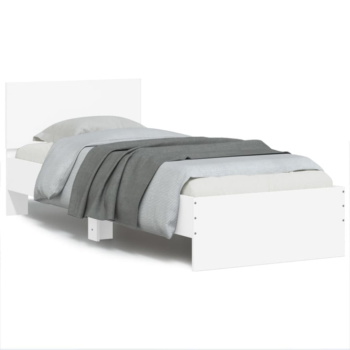 sengeramme med sengegavl og LED-lys 90x190 cm hvid