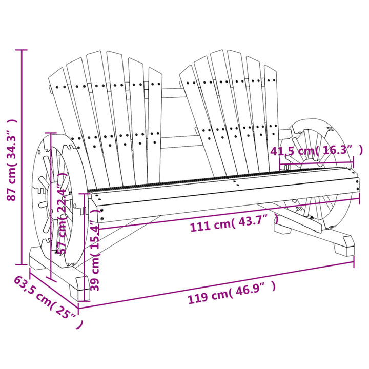 2-personers Adirondack-havestol massivt grantræ