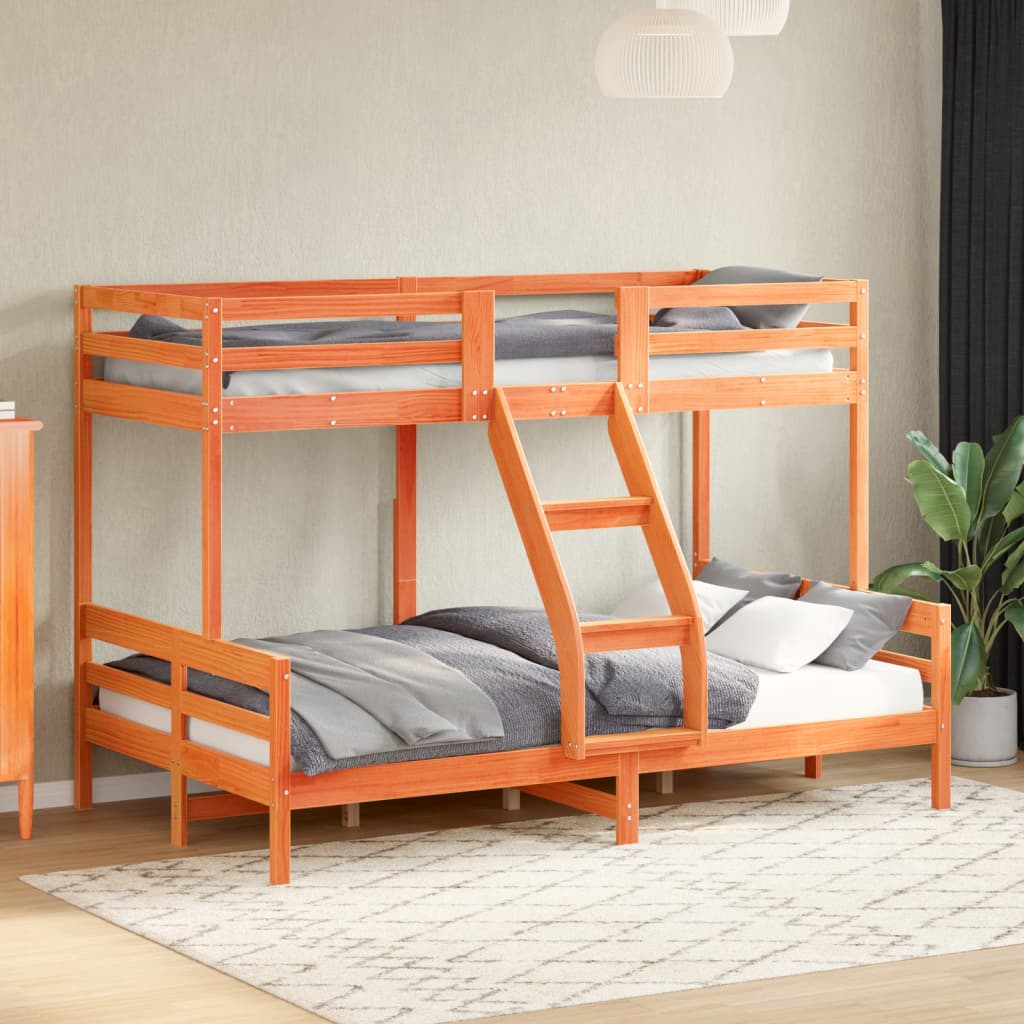 køjeseng 90x200/120x200 cm massivt fyrretræ gyldenbrun