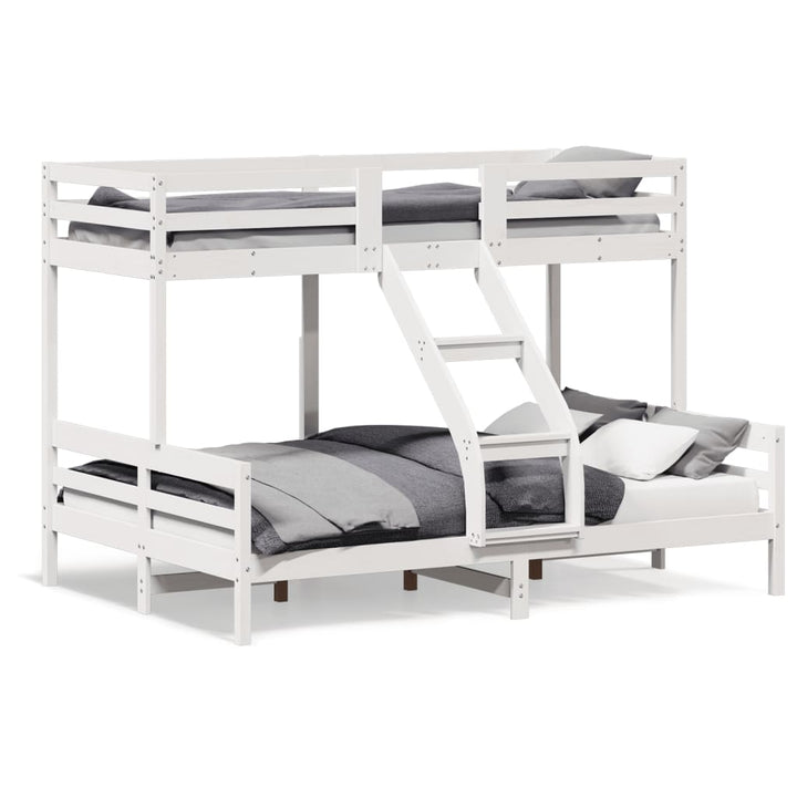 køjeseng 90x200/140x200 cm massivt fyrretræ hvid
