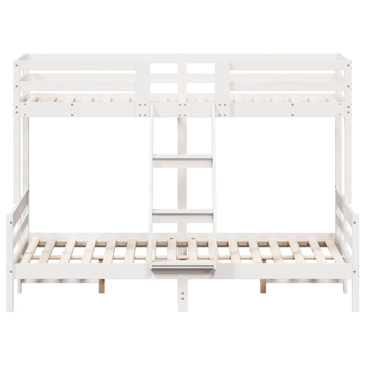 køjeseng 90x200/140x200 cm massivt fyrretræ hvid