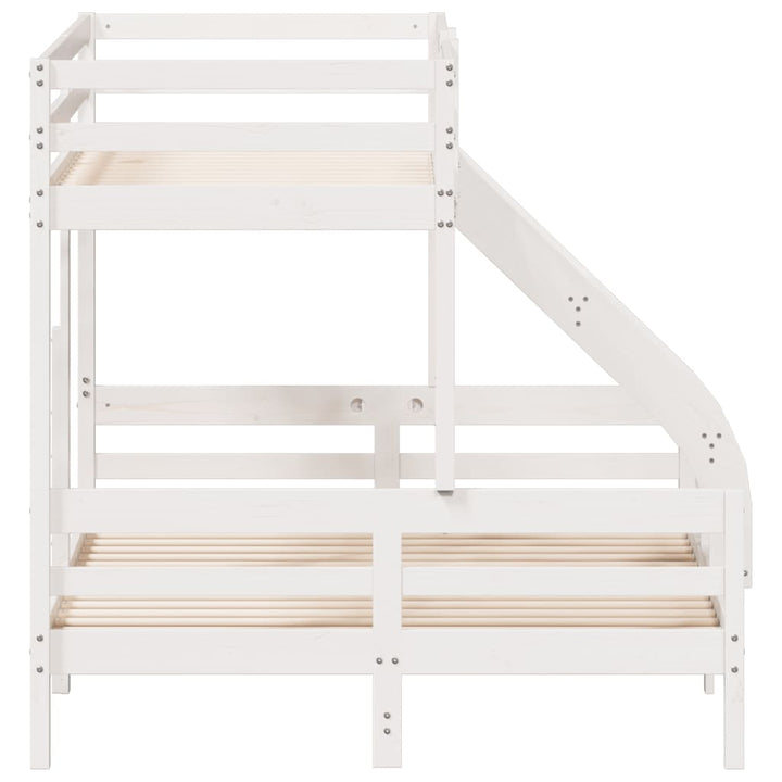 køjeseng 90x200/140x200 cm massivt fyrretræ hvid