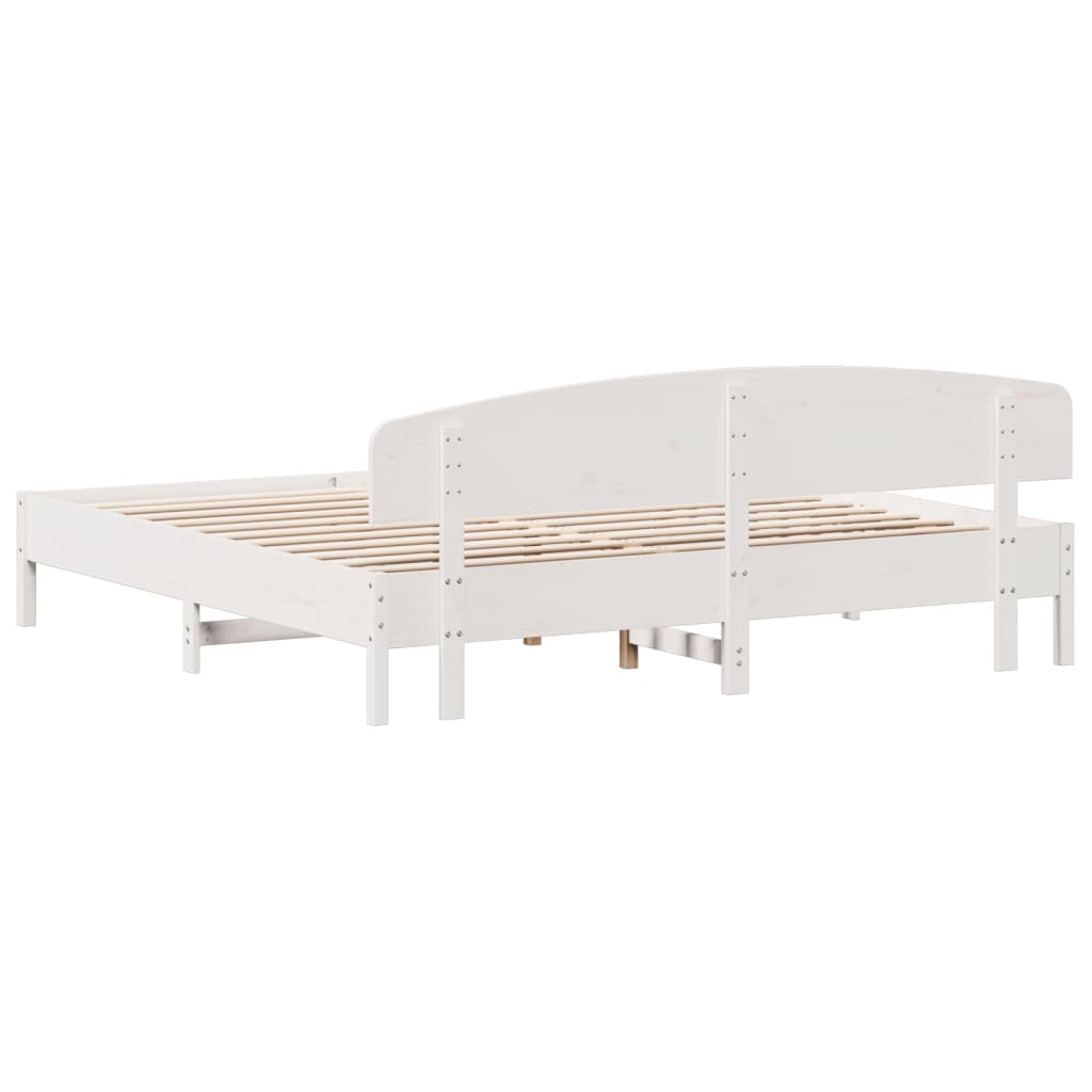 sengeramme uden madras 200x200 cm massivt fyrretræ hvid