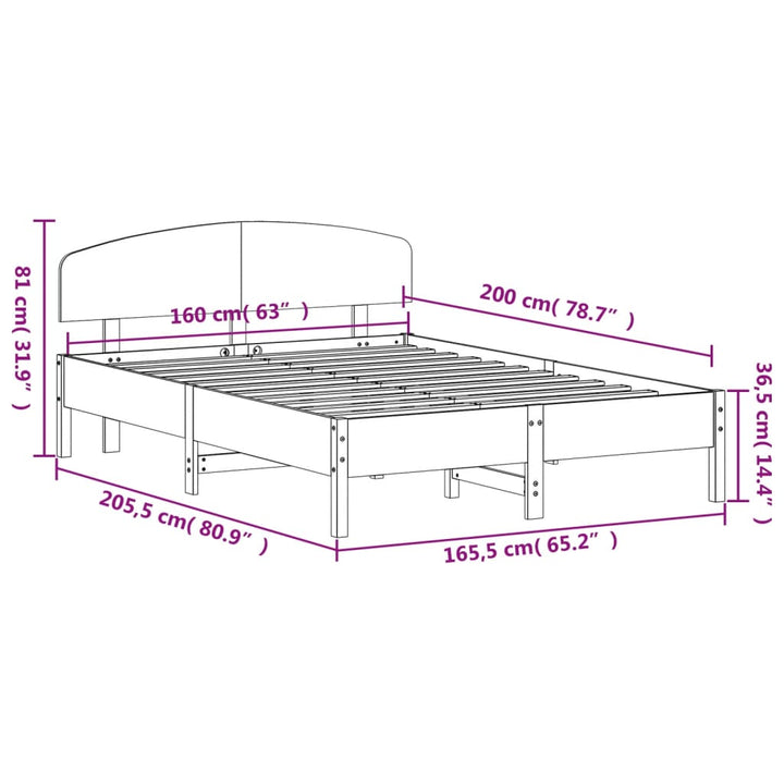 sengeramme uden madras 160x200 cm massivt fyrretræ gyldenbrun