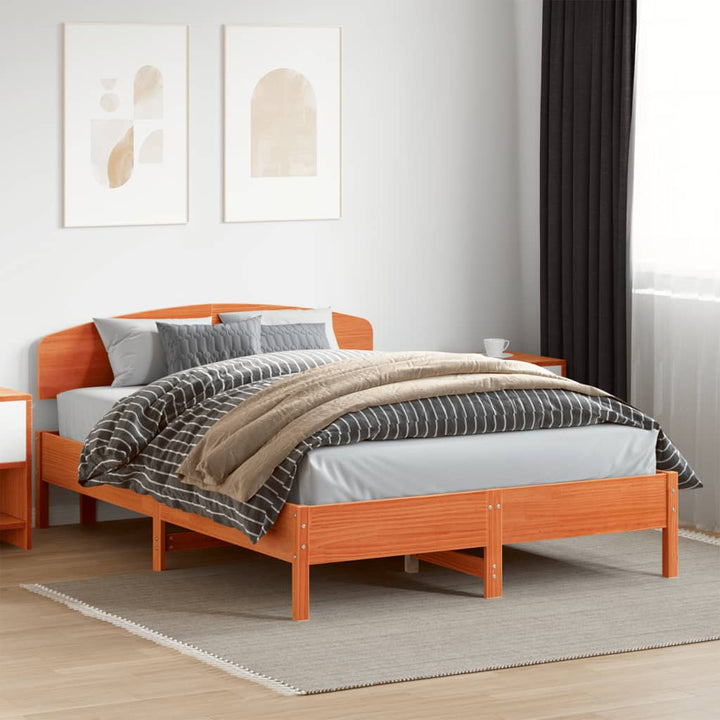 sengeramme uden madras 150x200 cm massivt fyrretræ gyldenbrun