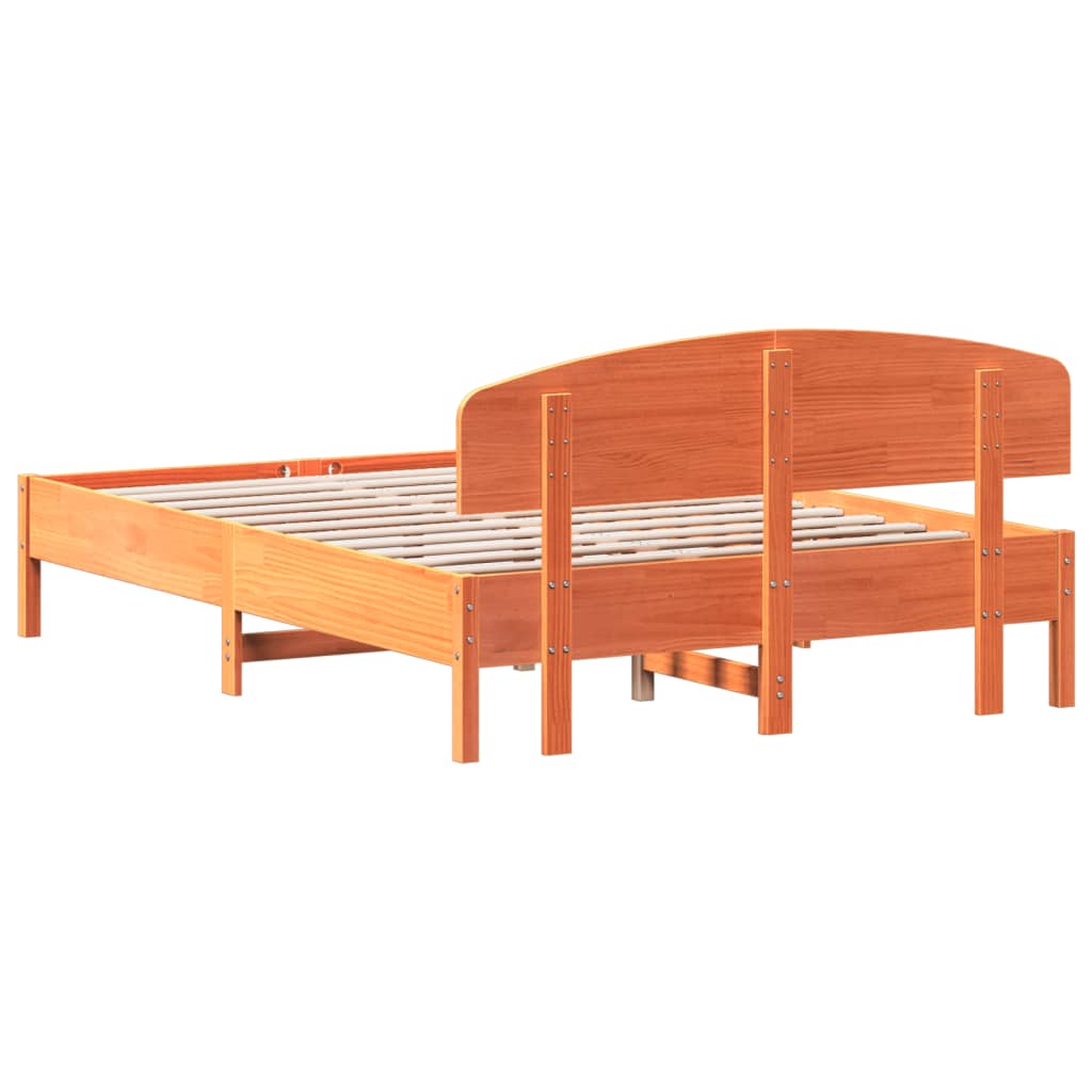 sengeramme uden madras 140x200 cm massivt fyr gyldenbrun