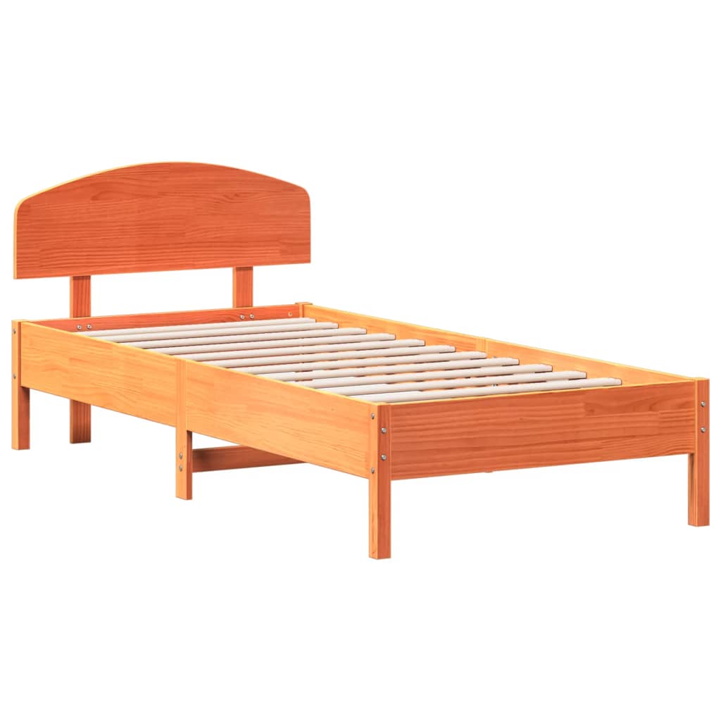 sengeramme uden madras 100x200 cm massivt fyrretræ gyldenbrun