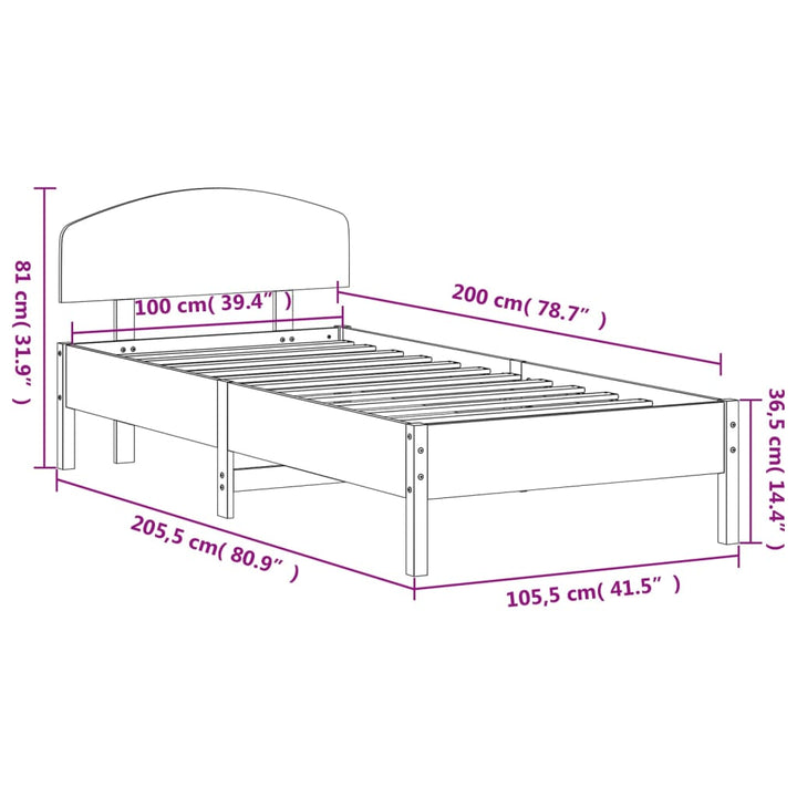 sengeramme uden madras 100x200 cm massivt fyrretræ gyldenbrun