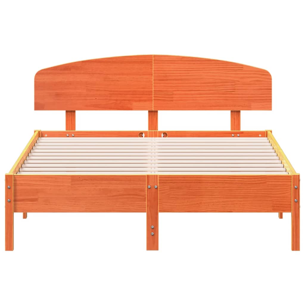 sengeramme uden madras 140x190 cm massivt fyrretræ gyldenbrun