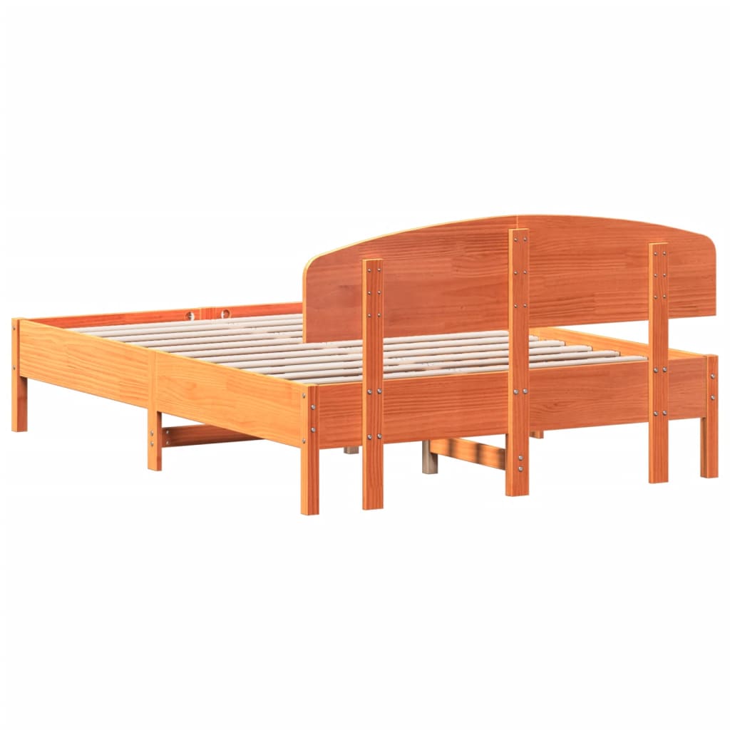 sengeramme uden madras 140x190 cm massivt fyrretræ gyldenbrun