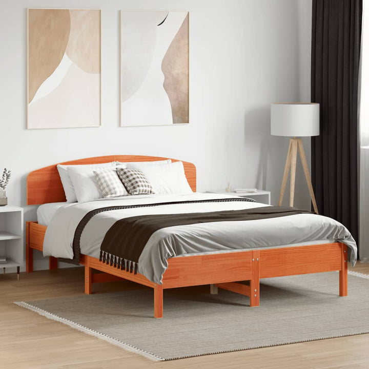 sengeramme uden madras 140x190 cm massivt fyrretræ gyldenbrun