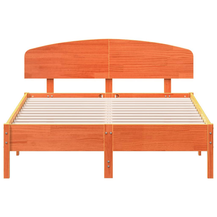 sengeramme uden madras 135x190 cm massivt fyrretræ brun