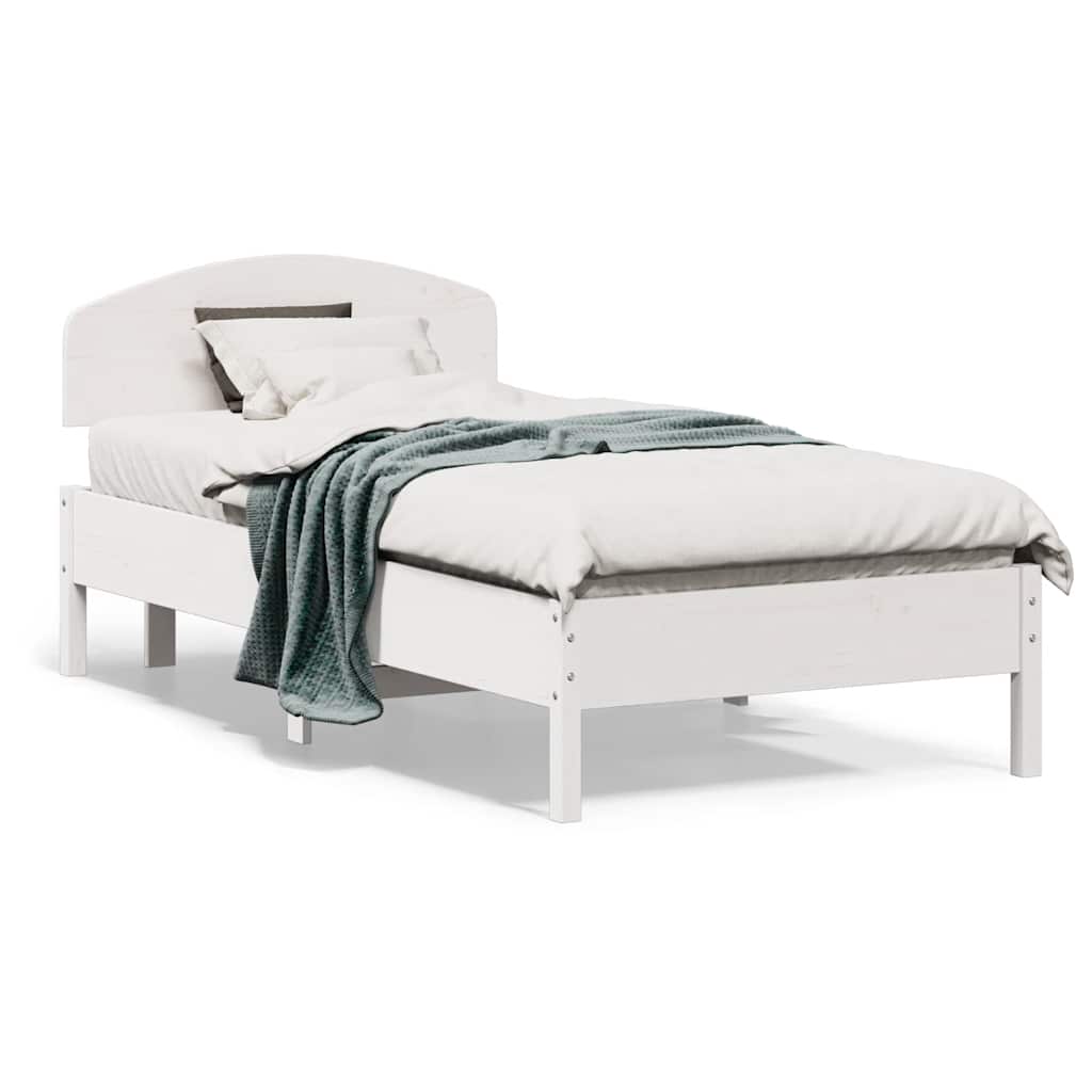 sengeramme uden madras 75x190 cm massivt fyrretræ hvid