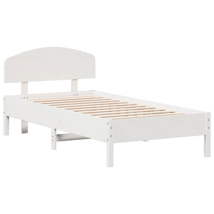 sengeramme uden madras 75x190 cm massivt fyrretræ hvid