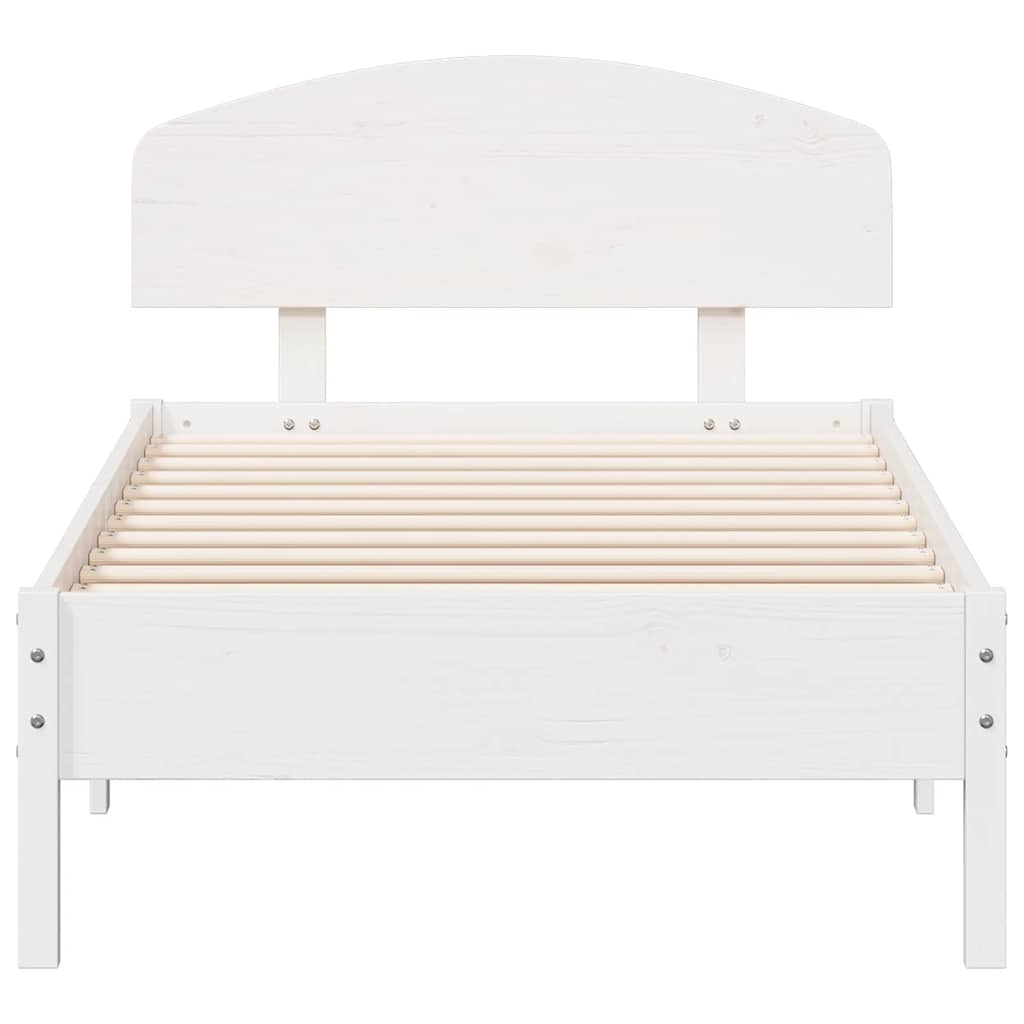 sengeramme uden madras 75x190 cm massivt fyrretræ hvid