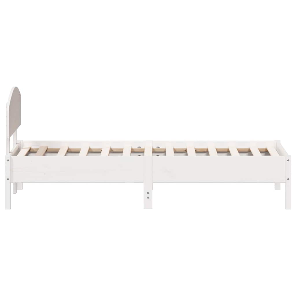 sengeramme uden madras 75x190 cm massivt fyrretræ hvid