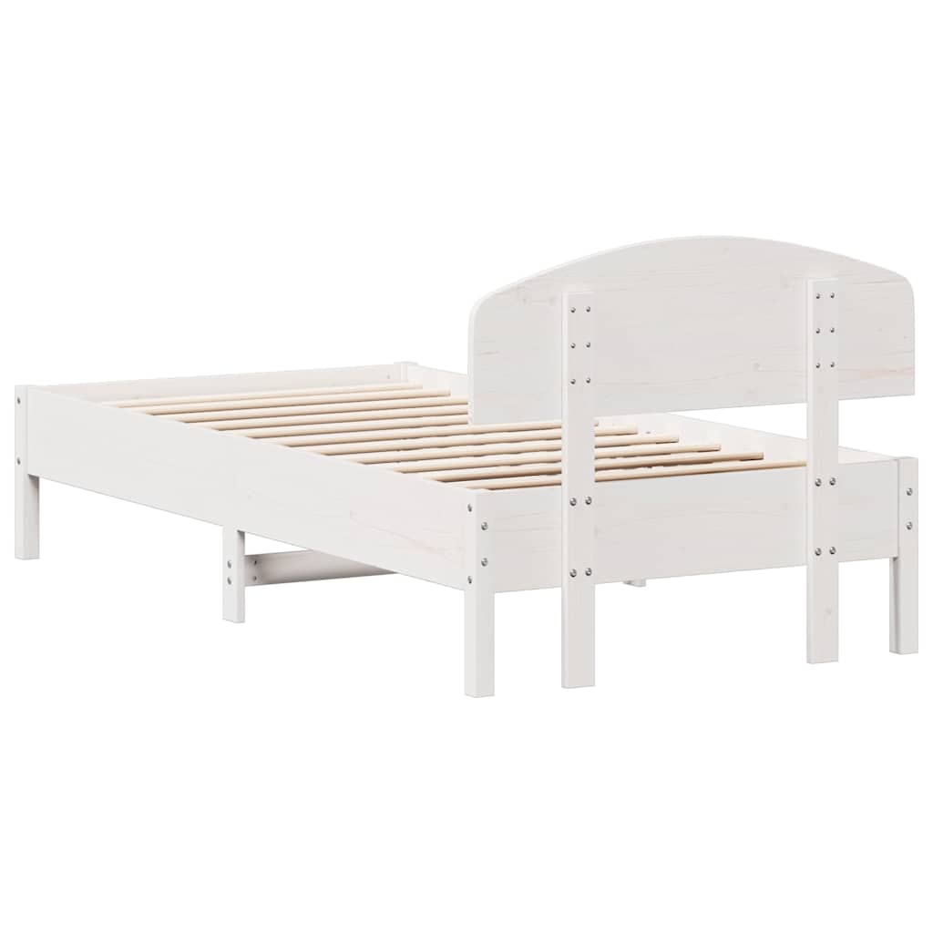 sengeramme uden madras 75x190 cm massivt fyrretræ hvid
