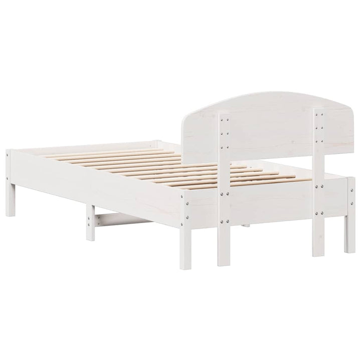sengeramme uden madras 75x190 cm massivt fyrretræ hvid
