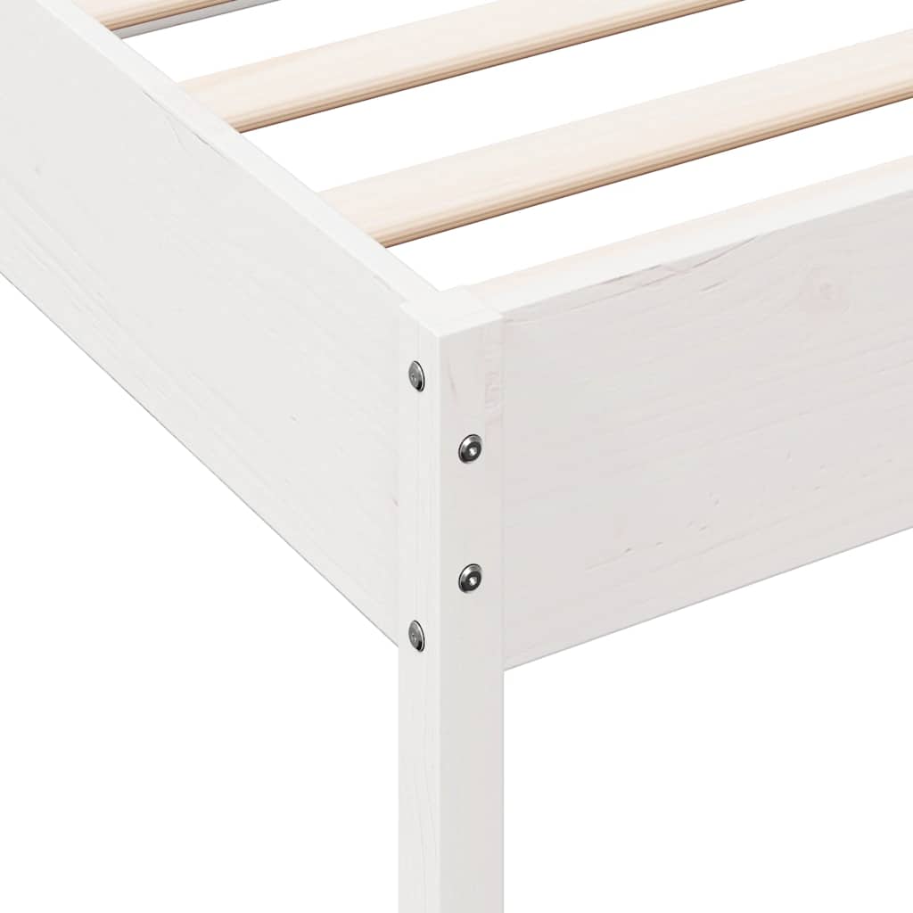 sengeramme uden madras 75x190 cm massivt fyrretræ hvid