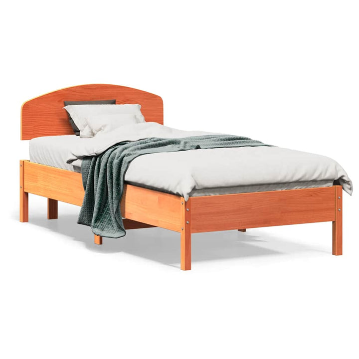 sengeramme uden madras 75x190 cm massivt fyrretræ gyldenbrun