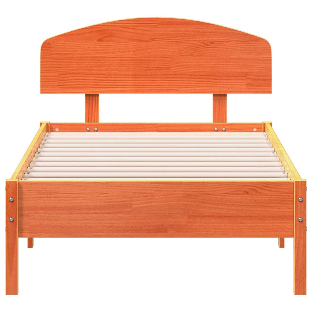 sengeramme uden madras 75x190 cm massivt fyrretræ gyldenbrun