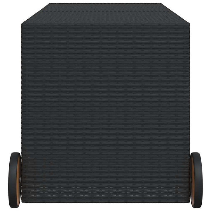 opbevaringsboks med hjul 283 l polyrattan sort