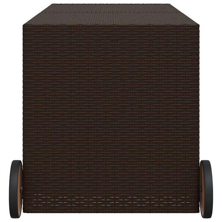 opbevaringsboks med hjul 283 l polyrattan brun