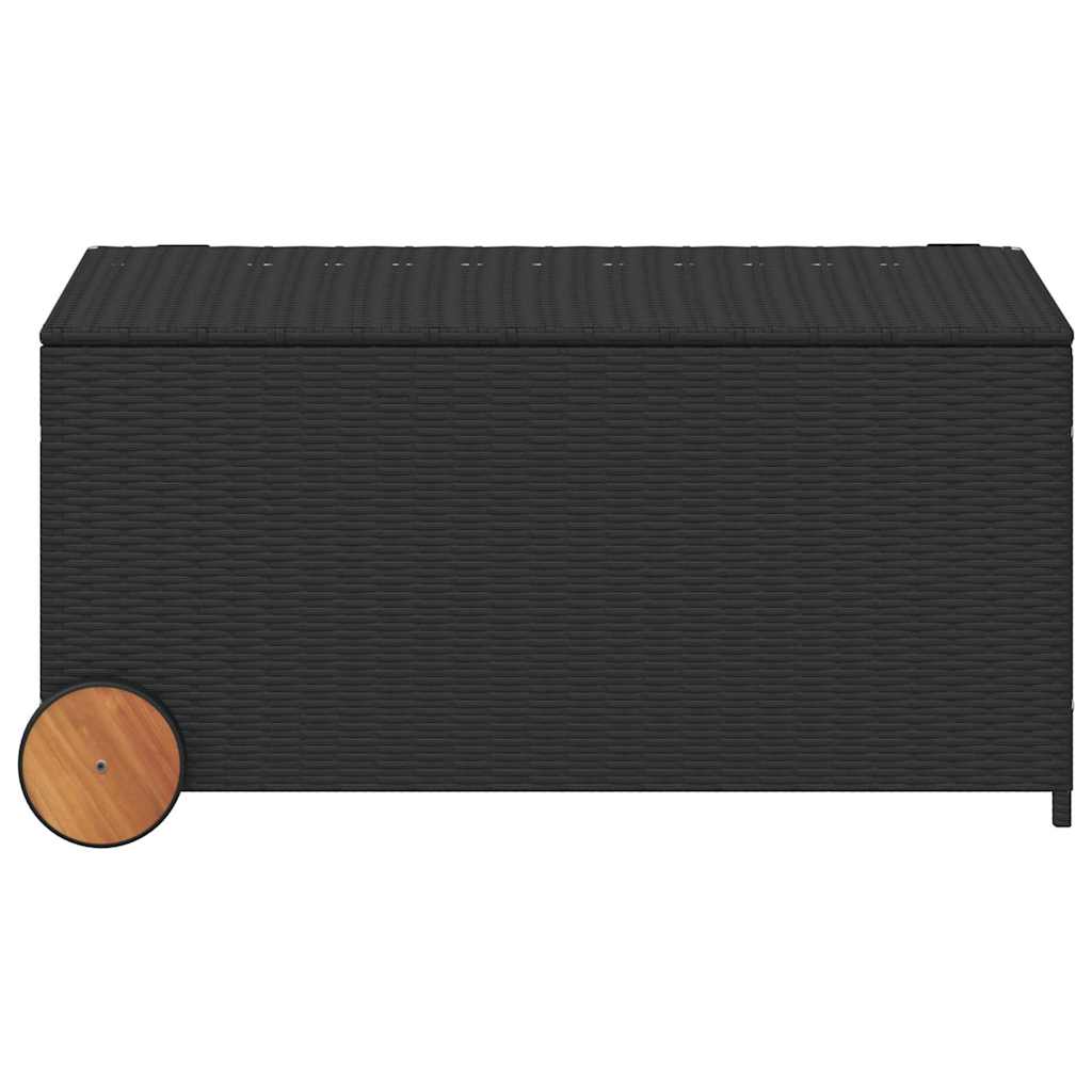 opbevaringsboks med hjul 190 l polyrattan sort