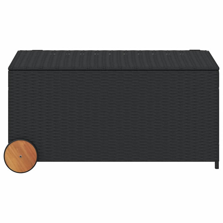 opbevaringsboks med hjul 190 l polyrattan sort