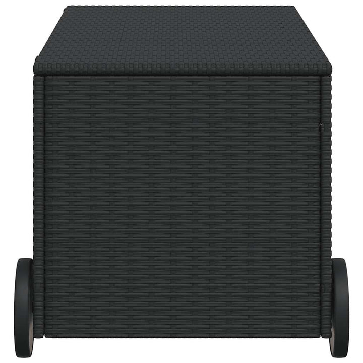 opbevaringsboks med hjul 190 l polyrattan sort