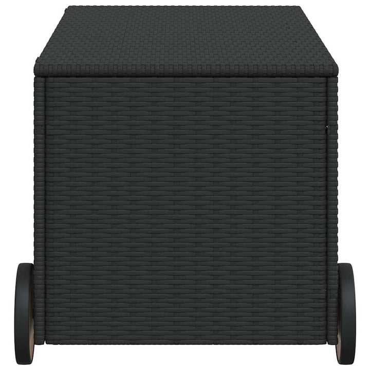 opbevaringsboks med hjul 190 l polyrattan sort