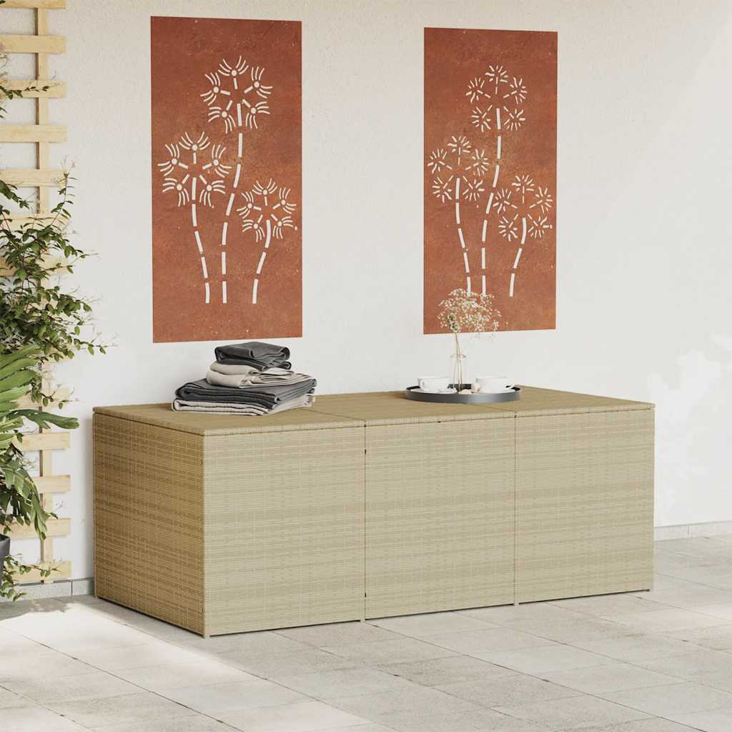 opbevaringsboks til haven 984 l polyrattan beige