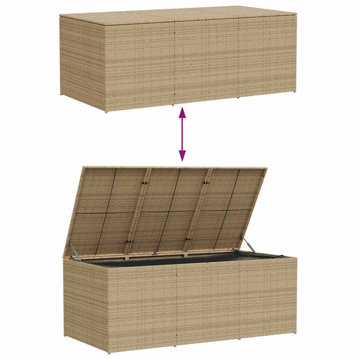 opbevaringsboks til haven 984 l polyrattan beige