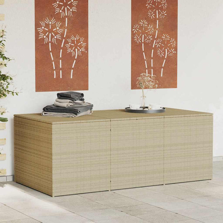 opbevaringsboks til haven 984 l polyrattan beige