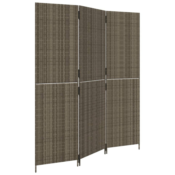 rumdeler 3 paneler polyrattan grå